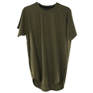 Letaotao Mens Olive Green Raglan Short Sleeve Curved Hem T-Shirt Size L